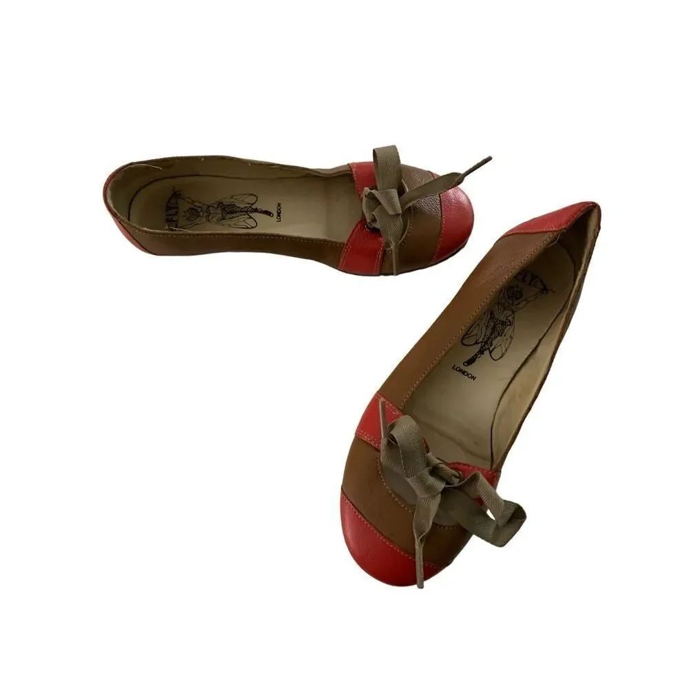 Fly London flats red brown women's size 37 US 6.5/7